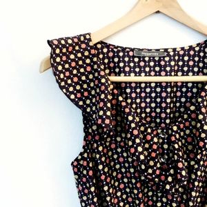 Peppermint Floral dress blue w/ yellow and orange